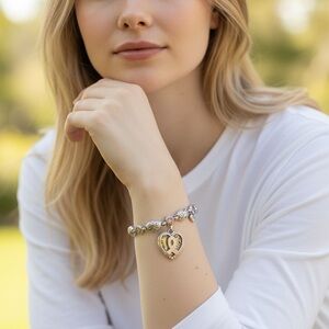 Gold Heart Charm Bracelet